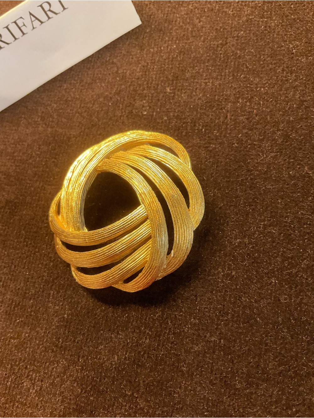Trifari Gold-Tone Woven Knot Statement Brooch - Picture 7 of 7